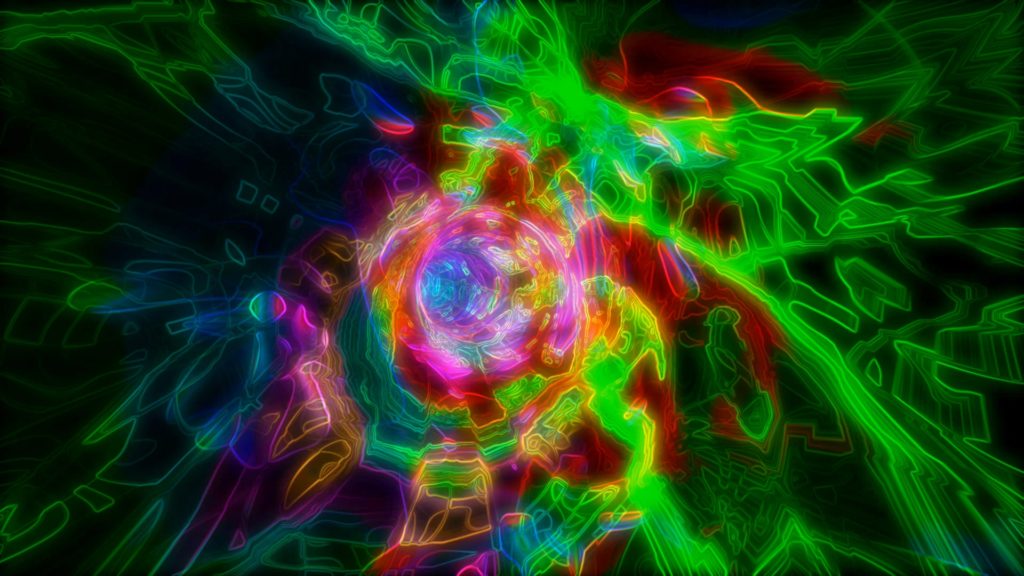 Dark Green, Blue, Pink and Purple Sci-Fi Themed Warp Tunnel Video Menue Background